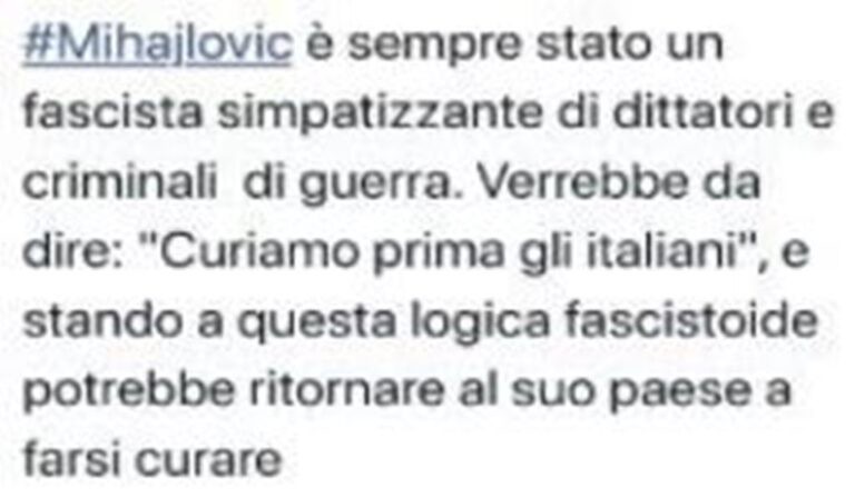 reazioni social mihajlovic