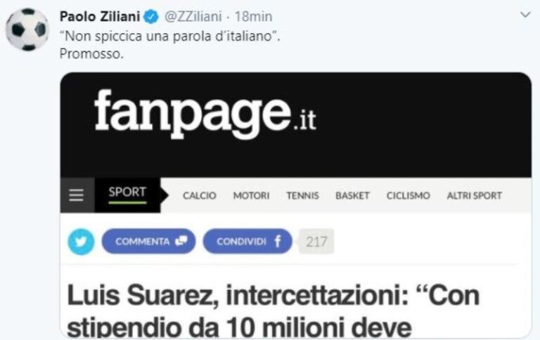 Paolo Ziliani tweet Suarez