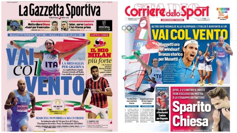 Gazzetta dello Sport e Corriere dello Sport stesso titolo vai col vento